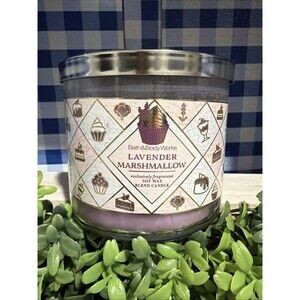 Bath & Body Works Lavender Marshmallow 3-Wick Candle 14.5oz B&BW Spring Candle